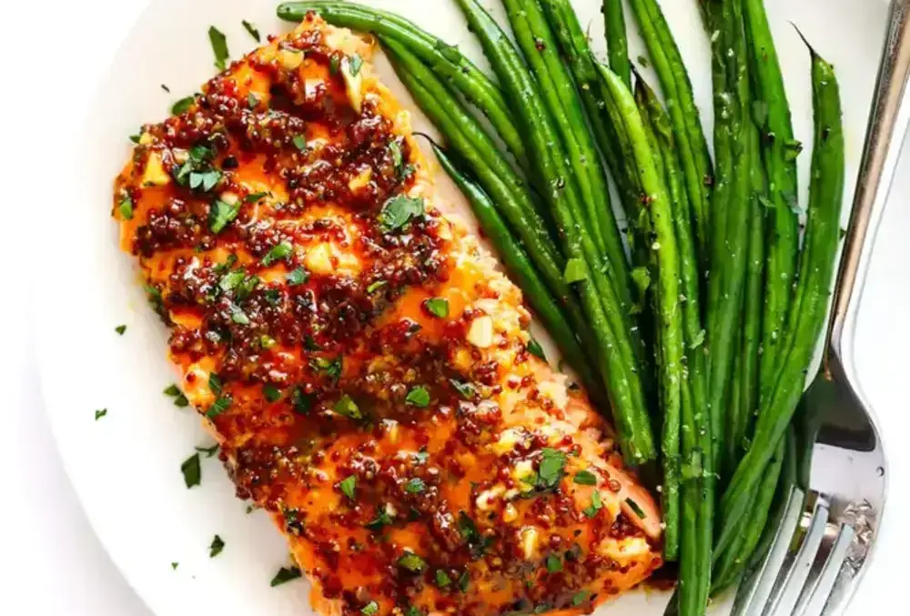 Honey Mustard Salmon with Green Beans